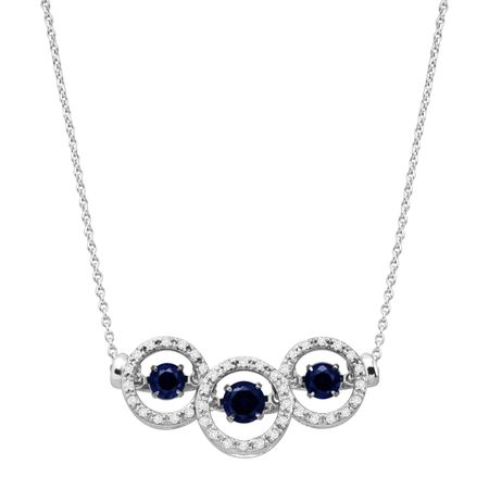 1 ct Blue & White Sapphire Floater Garland Necklace