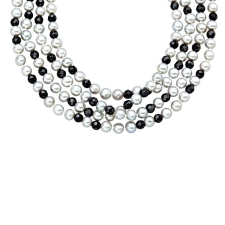 5mm Grey Pearl & Onyx Strand