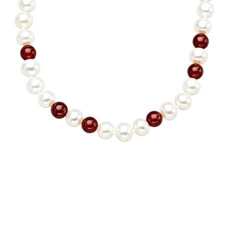 7mm Pearl & 6mm Carnelian Strand