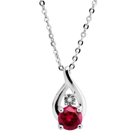 Ruby Swirl Pendant with Diamond