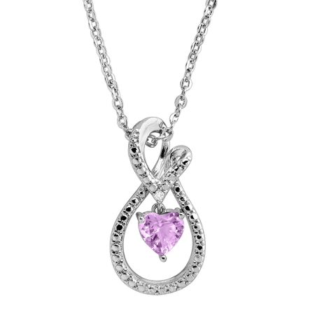 Amethyst Heart Loop Pendant with Diamond