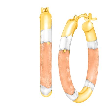 Three-Tone Tube Hoop Earrings