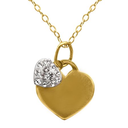 Girl's Double Heart Pendant with Swarovski Crystals