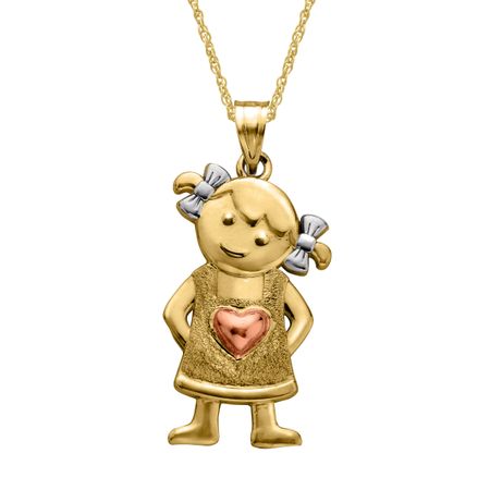 Girl Pendant with Heart & Bow