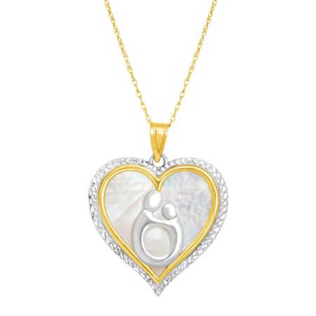 Mother & Child Mother-of-Pearl Heart Pendant
