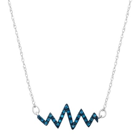 1/10 ct Blue Diamond Heartbeat Necklace