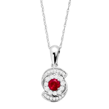 1/3 ct Ruby & 1/4 ct Diamond Swirl Pendant
