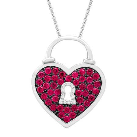 1 ct Ruby Heart Pendant with Diamonds