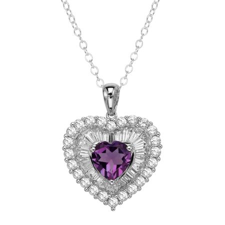 1 7/8 ct Amethyst & White Sapphire Heart Pendant