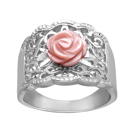 Pink Mother-of-Pearl Flower Ring