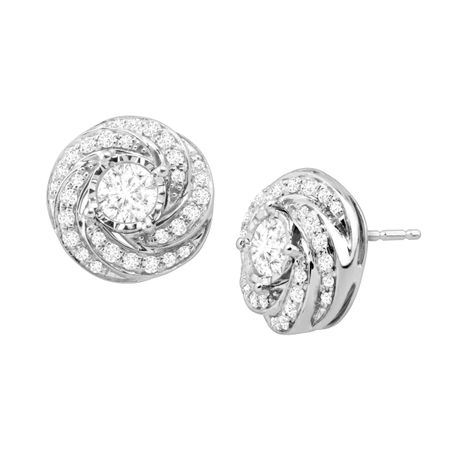 1 ct Diamond Swirl Stud Earrings