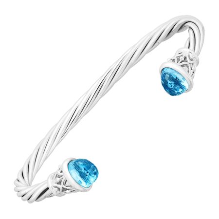 7 1/5 ct Swiss Blue Topaz Rope Cuff Bracelet