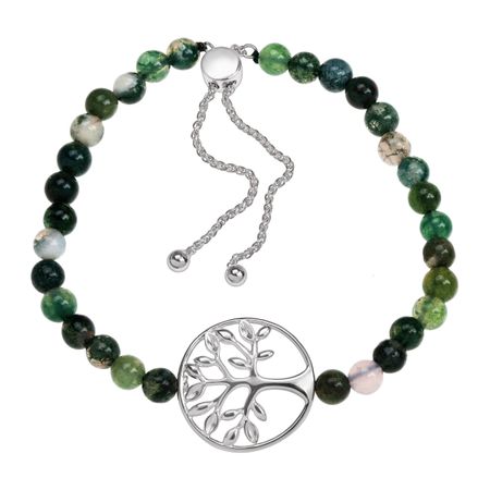 Family Tree Green Agate Bead Bolo Bracelet