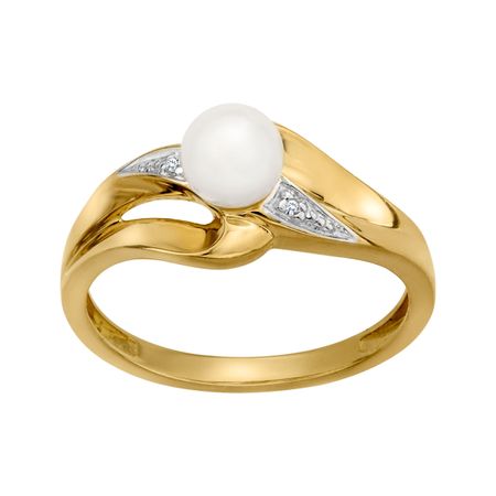 3 mm Pearl Ring with Diamonds