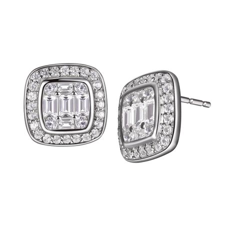1 1/3 ct White Topaz Tile Earrings