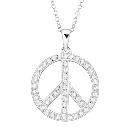 Peace Symbol Pendant with Crystals