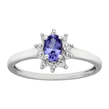 3/8 ct Tanzanite Ring with Diamonds