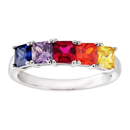 Ruby & Multi-Colored Cubic Zirconia Band Ring
