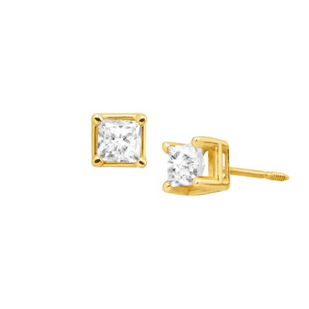 1 ct Princess-Cut Diamond Stud Earrings