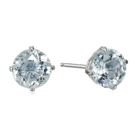 Aquamarine Solitaire Stud Earrings