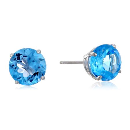 6mm Swiss Blue Topaz Stud Earrings