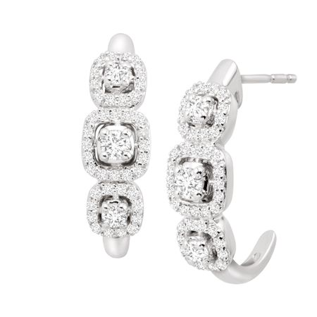 1/2 ct Diamond J-Hoop Earrings