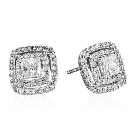 1 ct Diamond Double Halo Stud Earrings