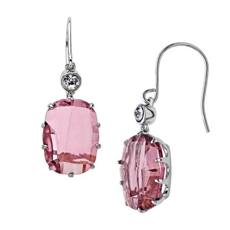 Pink & White Crystal Drop Earrings