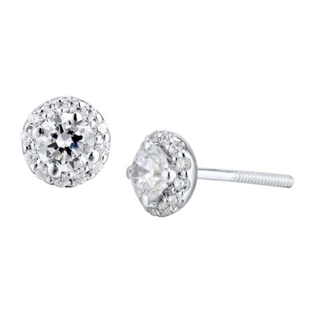 1/2 ct Diamond Halo Stud Earrings