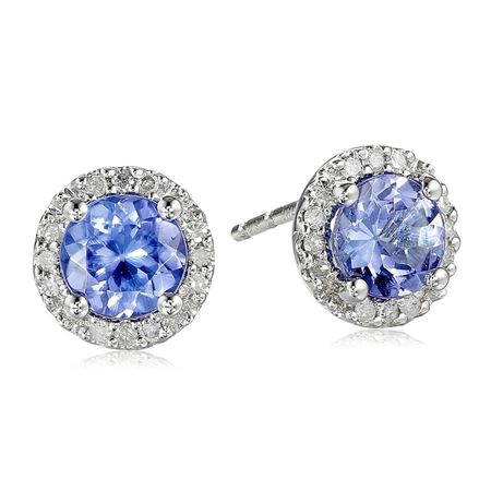 Tanzanite & 1/10 ct Diamond Stud Earrings
