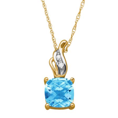 1 1/5 ct Swiss Blue Topaz Pendant with Diamonds