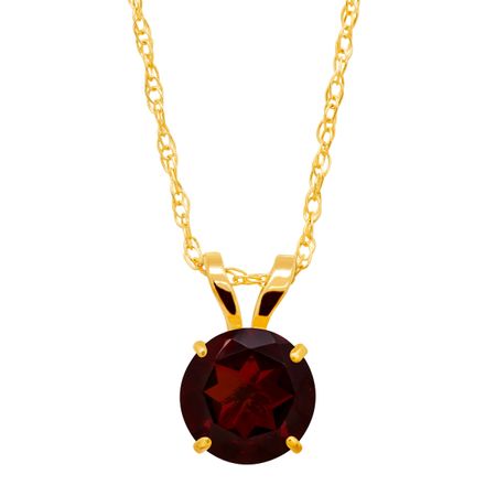 1 ct Round-Cut Garnet Solitaire Pendant