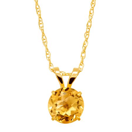 5/8 ct Citrine Round-Cut Solitaire Pendant