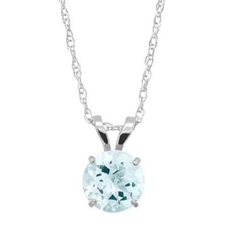 3/4 ct Aquamarine Round-Cut Solitaire Pendant