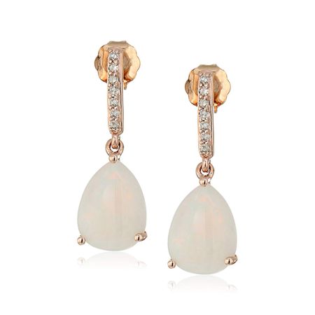 Opal Drop Earrings with Diamonds
