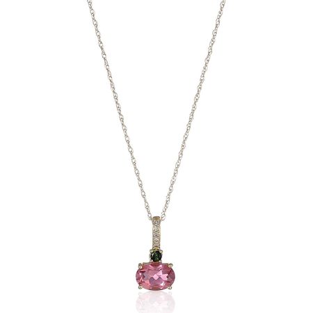Pink & Green Tourmaline Pendant with Diamonds