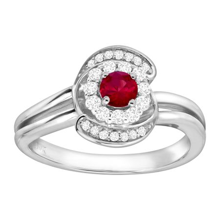 1/3 ct Ruby & 1/4 ct Diamond Swirl Ring
