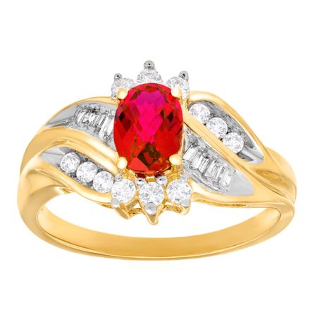 1 1/3 ct Ruby & White Sapphire Ring with Diamonds