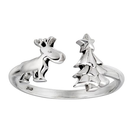 Reindeer & Christmas Tree Adjustable Holiday Ring