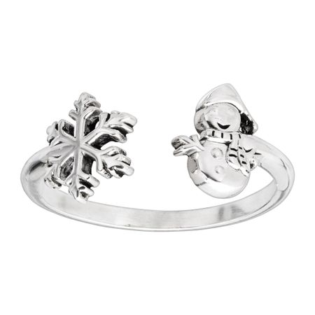 Snowflake & Snowman Adjustable Holiday Ring