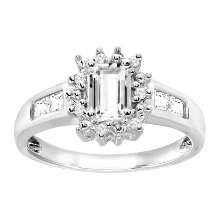 1 ct White Sapphire Ring with Diamonds