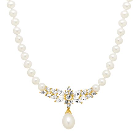 Pearl & 3 3/8 ct White Sapphire Garland Necklace