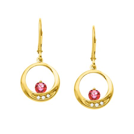 Ruby Circle Earrings with Diamonds