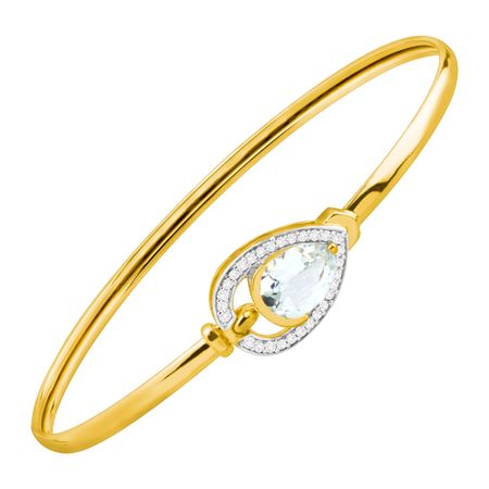 1 1/3 ct Aquamarine & 1/8 ct Diamond Bangle Bracelet