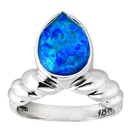 Blue Opal Quartz Doublet Ring