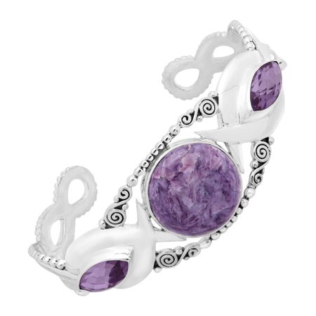27 ct Charoite & Lavender Quartz Cuff Bracelet