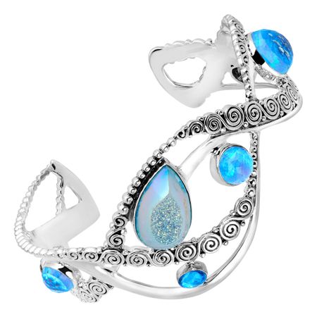 Pariba Druzy & Blue Opal Cuff Bracelet