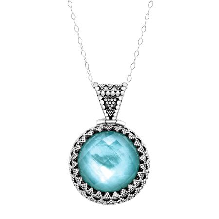 Blue Quartz & Mother-of-Pearl Doublet Pendant