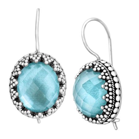 Blue Quartz & Mother-of-Pearl Doublet Earrings