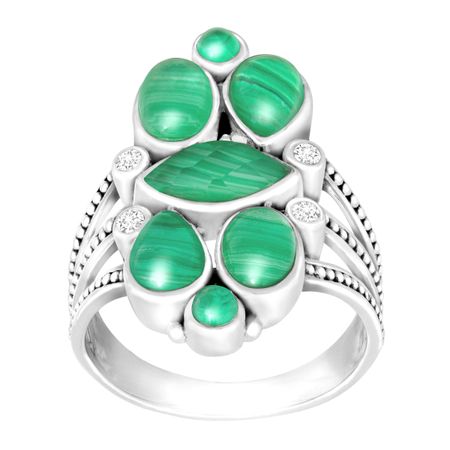 Malachite Doublet Ring with White Topaz